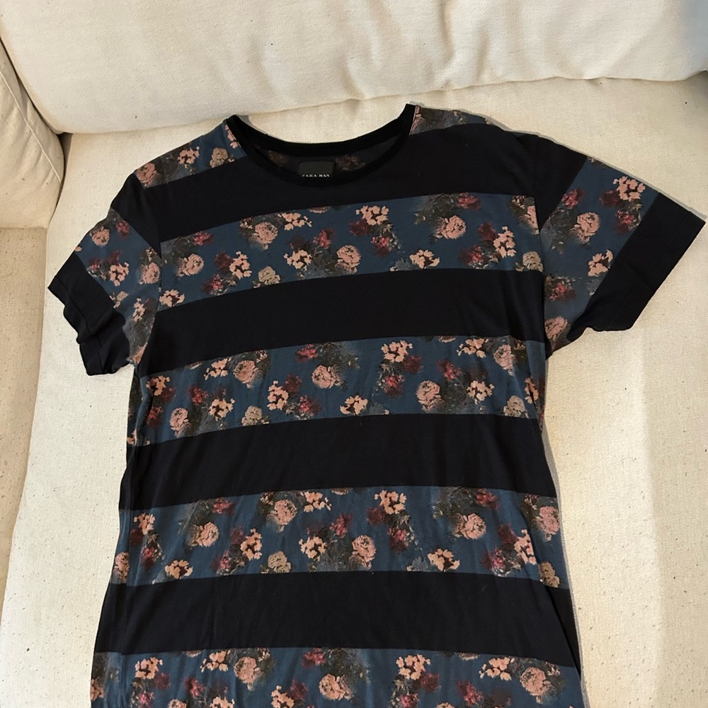Men’s Zara Floral Striped T-Shirt